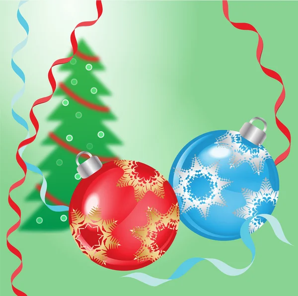 Christmas and Happy New year balls on  festive background — Stock Vector