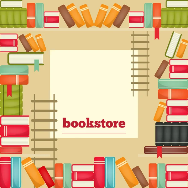 Las filas de libros en los estantes — Vector de stock