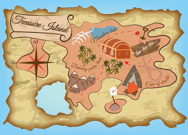 Kaart van treasure island — Stockvector