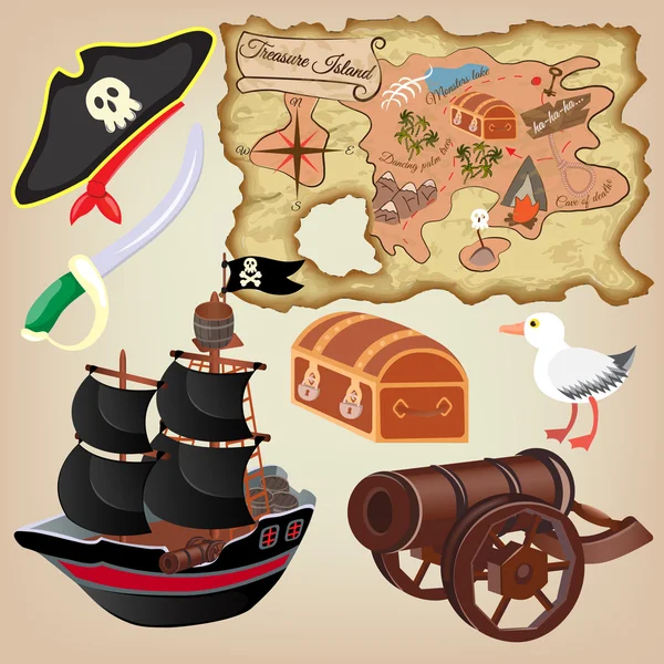 Set di attributi pirata — Vettoriale Stock