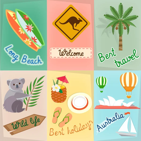 Set reizen in Australië — Stockvector