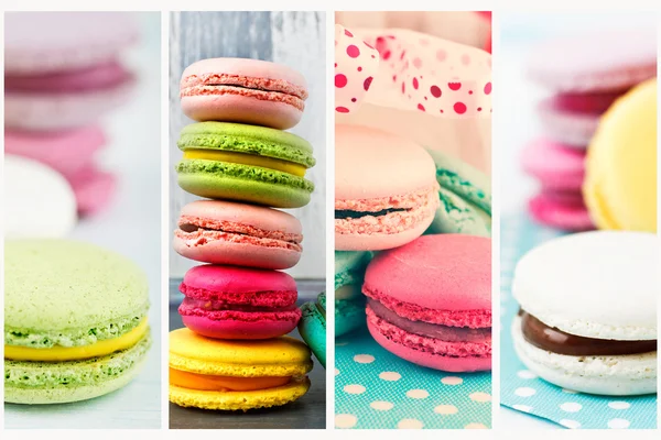 Colorful Macaroons on Retro Pastel Background — Stock Photo, Image