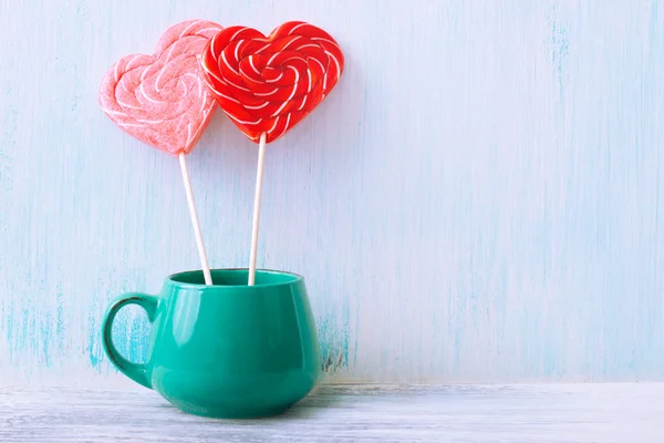 Szív alakú nyalókát a Valentin-nap — Stock Fotó