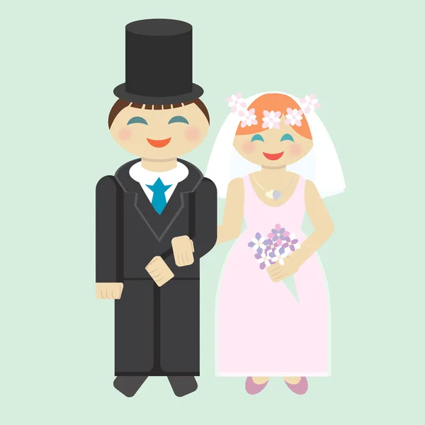 Wedding icon bridegroom and bride — Stock Vector