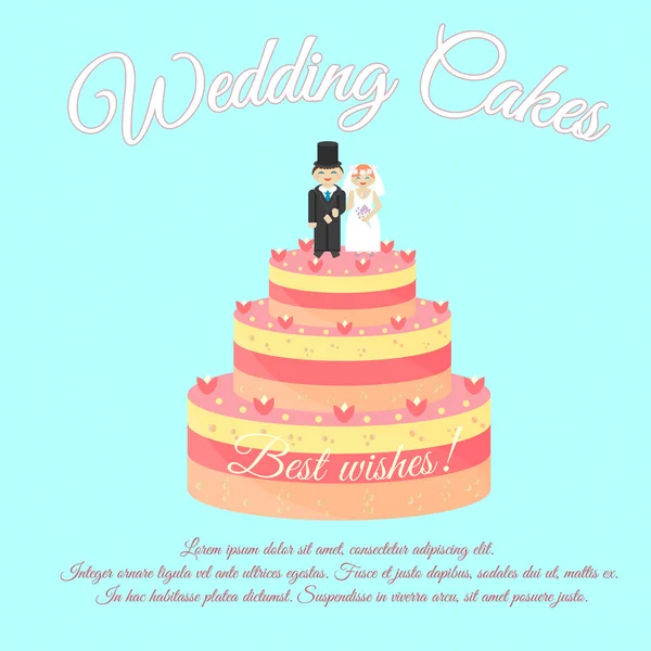 Pasteles de boda. Mis mejores deseos . — Vector de stock