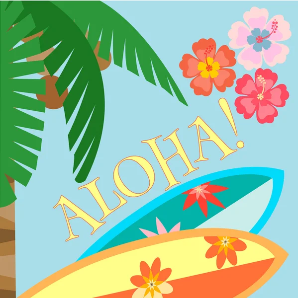 ¡Aloha! Cartel de playa de Hawaii — Vector de stock