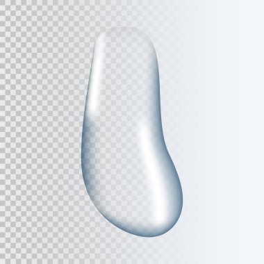 Gerçekçi saf şeffaf su damla gölgeli gri arka plan üzerinde. Vektör çizim