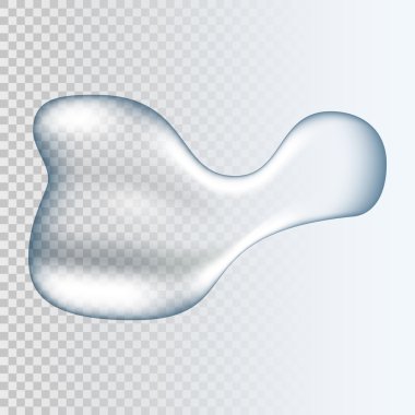 Gerçekçi saf şeffaf su damla gölgeli gri arka plan üzerinde. Vektör çizim