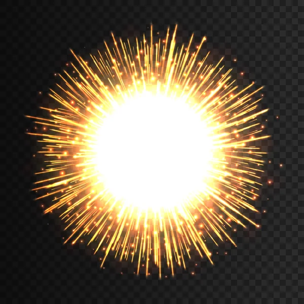 Efeito de fogo de artifício de chama de luz transparente. Centelhas isoladas para inserir seu design. Ilustração vetorial EPS 10 — Vetor de Stock