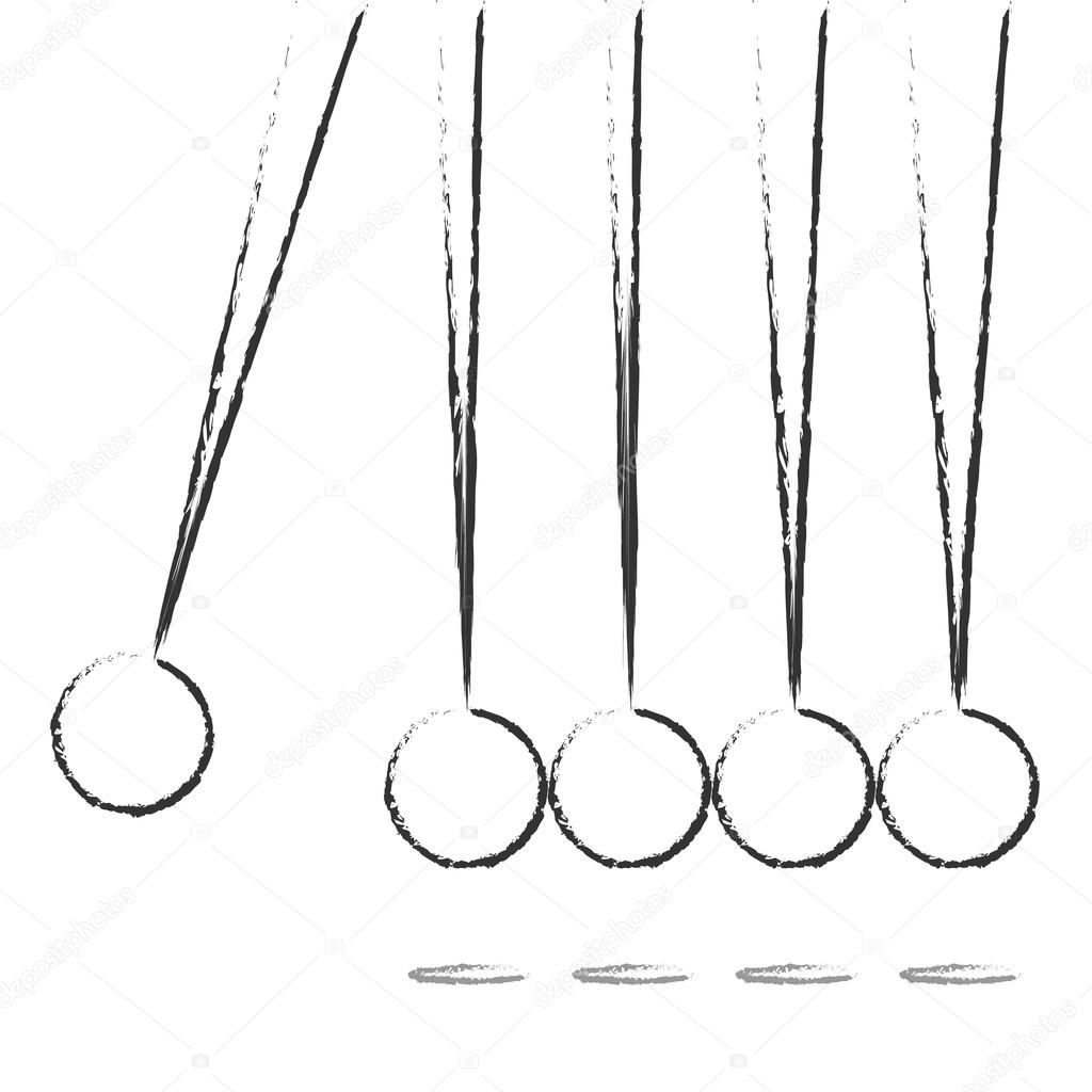 Flat Design balancing balls Newtons Cradle. Vector Illustration EPS 10