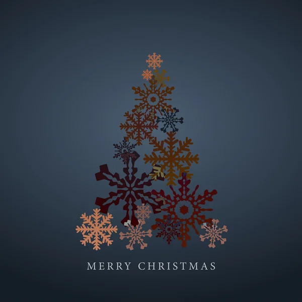 Silueta estilizada de árbol de Navidad de copos de nieve. Feliz año nuevo 2016 tarjeta de felicitaciones. Vector . — Archivo Imágenes Vectoriales