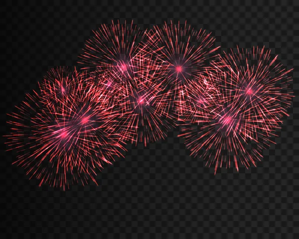 Fuochi d'artificio decorati festivi scoppiare in varie forme pittogrammi scintillanti impostati su sfondo nero astratto vettore isolato illustrazione. — Vettoriale Stock