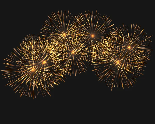 Raccolta fuochi d'artificio festivi di vari colori disposti su uno sfondo nero. Focolai isolati trasparenti da incollare. Set di forme astratte scintillanti. Illustrazione grafica — Foto Stock