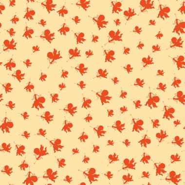 Cupid siyah siluet. Sevgililer günü sembolü. Vektör cupid ok. Vintage cupid illüstrasyon