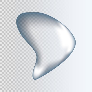 Gerçekçi saf şeffaf su damla gölgeli gri arka plan üzerinde. Vektör çizim