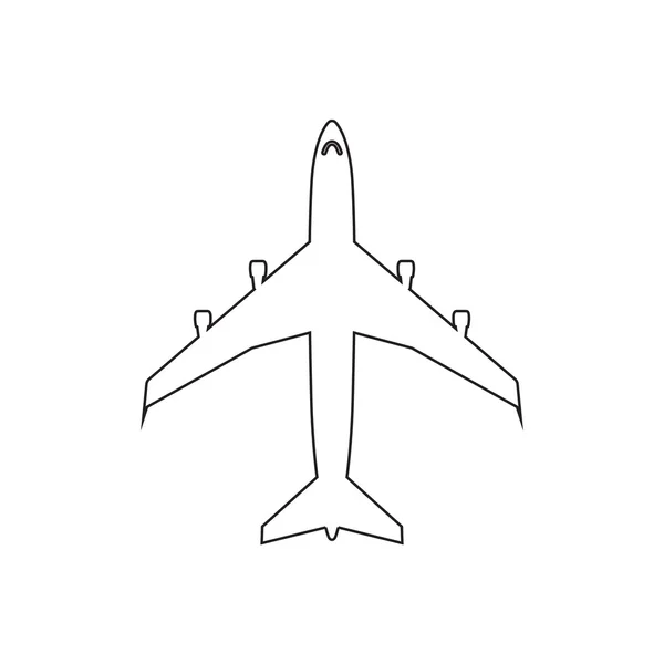 Αεροπλάνα top επίπεδη μαύρο γραμμικό εικονίδιο σε λευκό φόντο. Διάνυσμα — Διανυσματικό Αρχείο