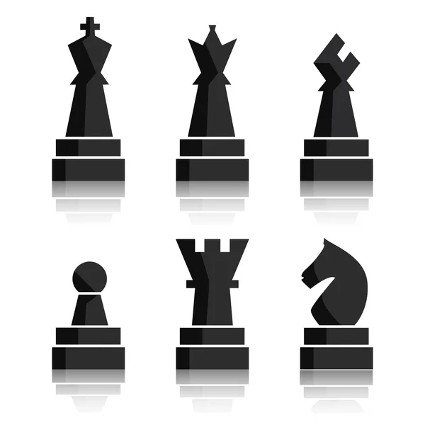 검은 체스 아이콘 세트입니다. 체스 보드 수치. 벡터 일러스트 체스 조각입니다. 왕, 여왕, 주교, 기사, 루크, 폰 등 9가지 오브제 — 스톡 벡터