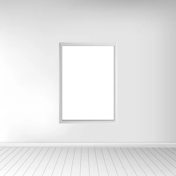 Ein geräumiger, leerer weißer Raum mit einem Bild an der Wand. monochromes Interieur. im Einsatz für Ihr Designprojekt. Vektorillustration — Stockvektor