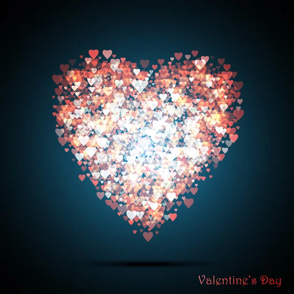 Valentines bokeh hearts. Muchos de los corazones transparentes en forma de corazón grande. Ilustración vectorial . — Vector de stock