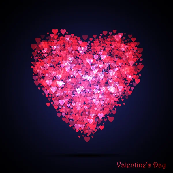 Valentines bokeh hearts. Muchos de los corazones transparentes en forma de corazón grande. Libro de recortes de tarjetas de diseño. Ilustración vectorial — Vector de stock