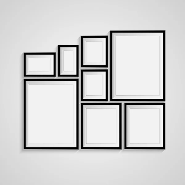Black blank picture. Frame template poster. Picture frame set. Vector — Stock Vector
