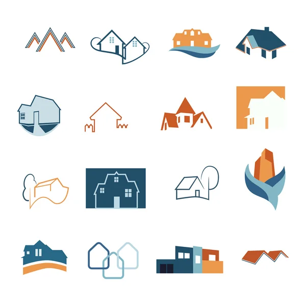 Real Estate web icons set. House logos. Construction logo. Vector. — Stock Vector