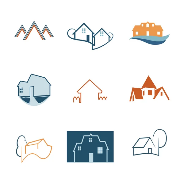 Real Estate web icons set. House logos. Construction logo. Vector. — Stock Vector