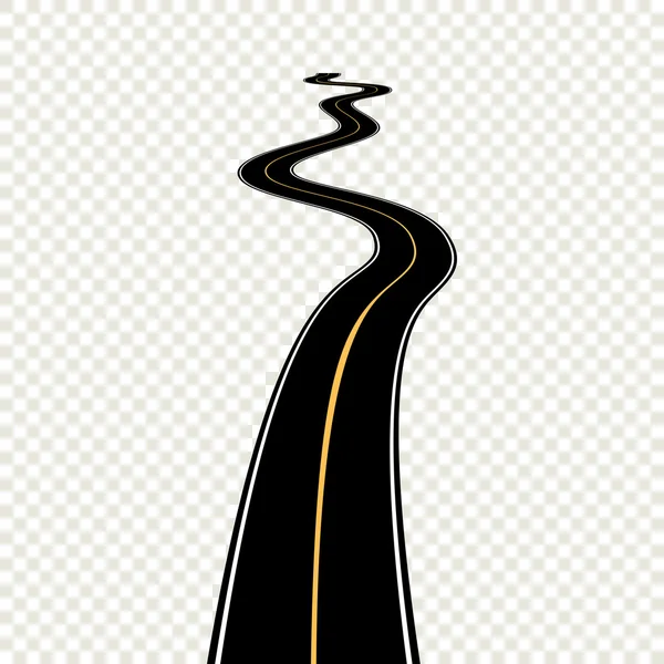 Route sinueuse incurvée avec des marques blanches. Illustration vectorielle eps — Image vectorielle