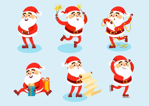 Colección Personajes Navidad Santa Claus — Vector de stock