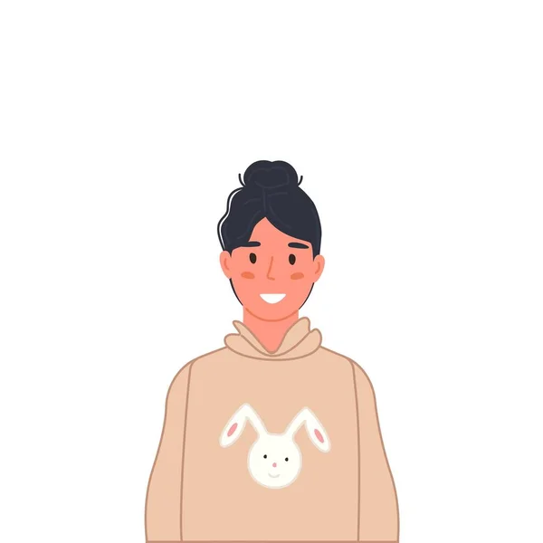 Joven adolescente retrato aislado sobre fondo blanco. Adolescente feliz con ropa casual. Ilustración vectorial — Archivo Imágenes Vectoriales