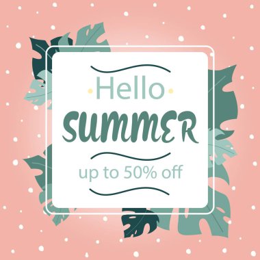 Yaz indirimi afişi. Yaz soyut geometrik arka plan. Vektör illüstrasyonu