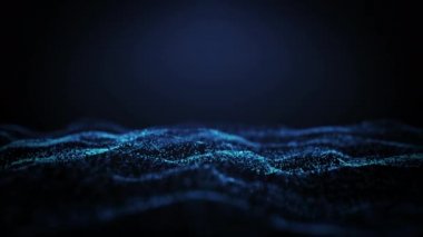 Kusursuz soyut teknoloji geçmişi. Dijital mavi parçacık dalgası ve ışık siber döngüsü 4k animasyon