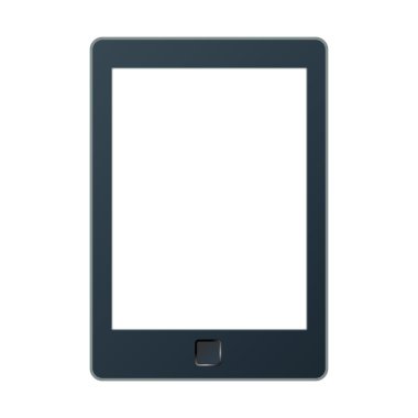 Portable e-book reader with two clipping path for book and screen. You may add your own text or picture. clipart