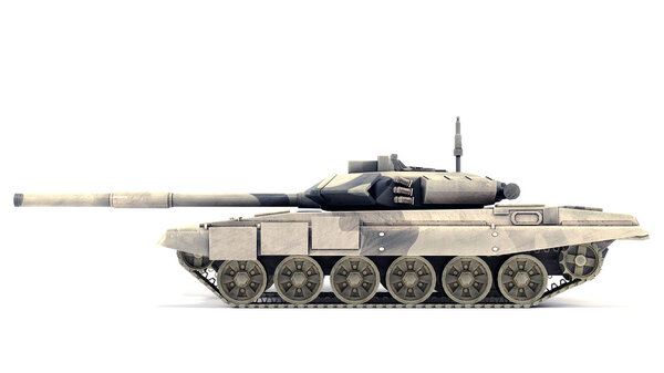 Т-90 Главный боевой танк, изолированный на белом фоне
