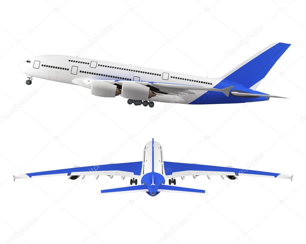 Passenger airplane isolated on white background