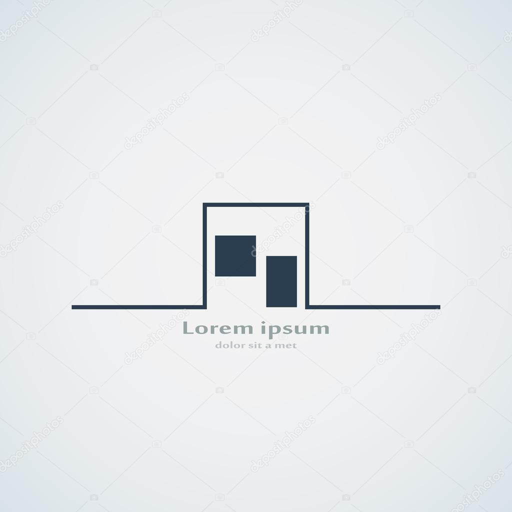 Abstract building silhouette. Real estate house logo design template icon. Modern graphic concept element company style. Art vector illustration home. Stylized contemporary emblem. EPS 10
