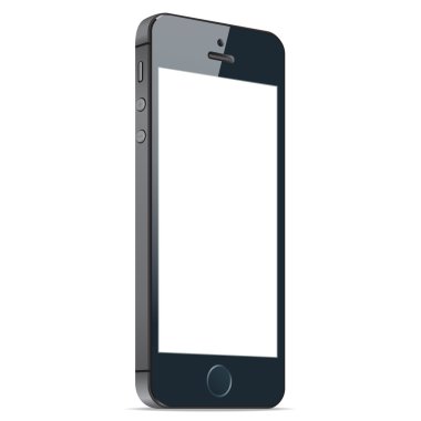Beyaz arka plan üzerinde izole boş bir ekran ile gerçekçi siyah cep telefonu. vektör eps10