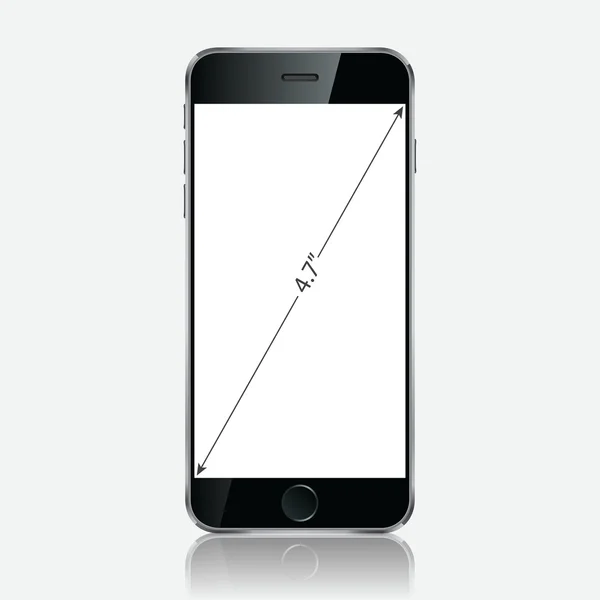 Réaliste téléphone portable noir avec écran blanc isolé sur fond blanc . — Image vectorielle