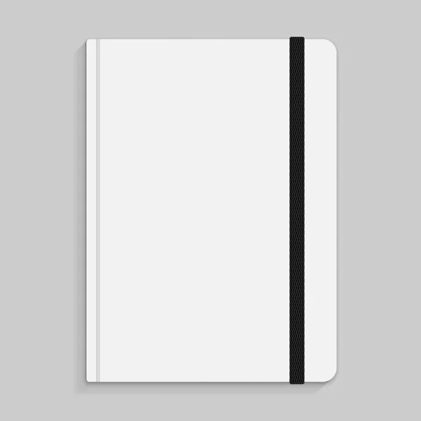 Black copybook with elastic band bookmark. Vector illustration. — Stock Vector