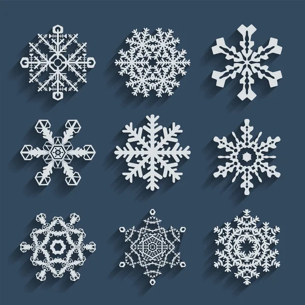 Copos de nieve icono conjunto de colección — Archivo Imágenes Vectoriales