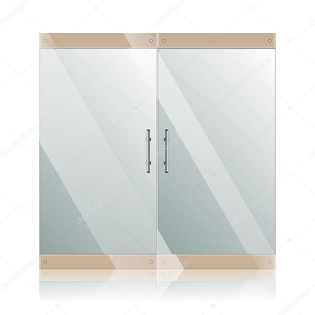 Transparent glass doors with mirror