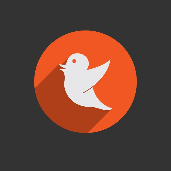 Social network icona bianca uccello — Vettoriale Stock