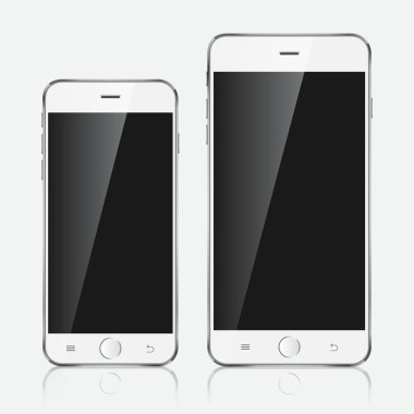 Gerçekçi beyaz cep telefonları.