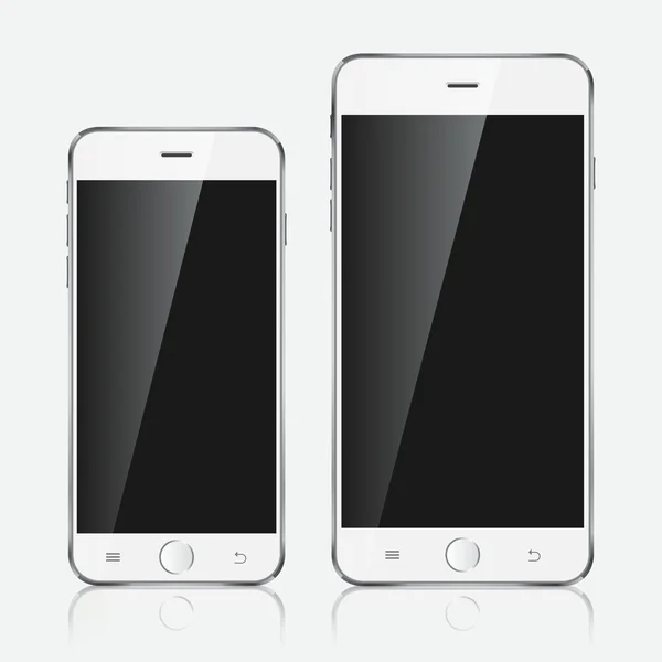 Realistische witte mobiele telefoons. — Stockfoto