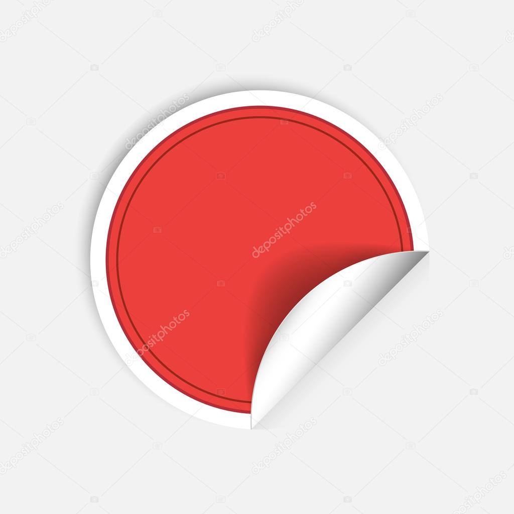 Red round sticker with curled edge