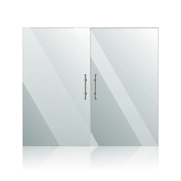 Portas de vidro com conjunto de alças de prata cromada —  Vetores de Stock