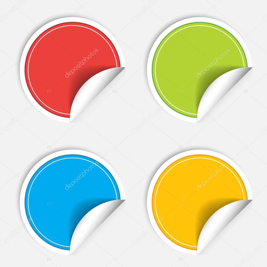 Colorful four blank stickers set. Badge collection. Vector illustration.