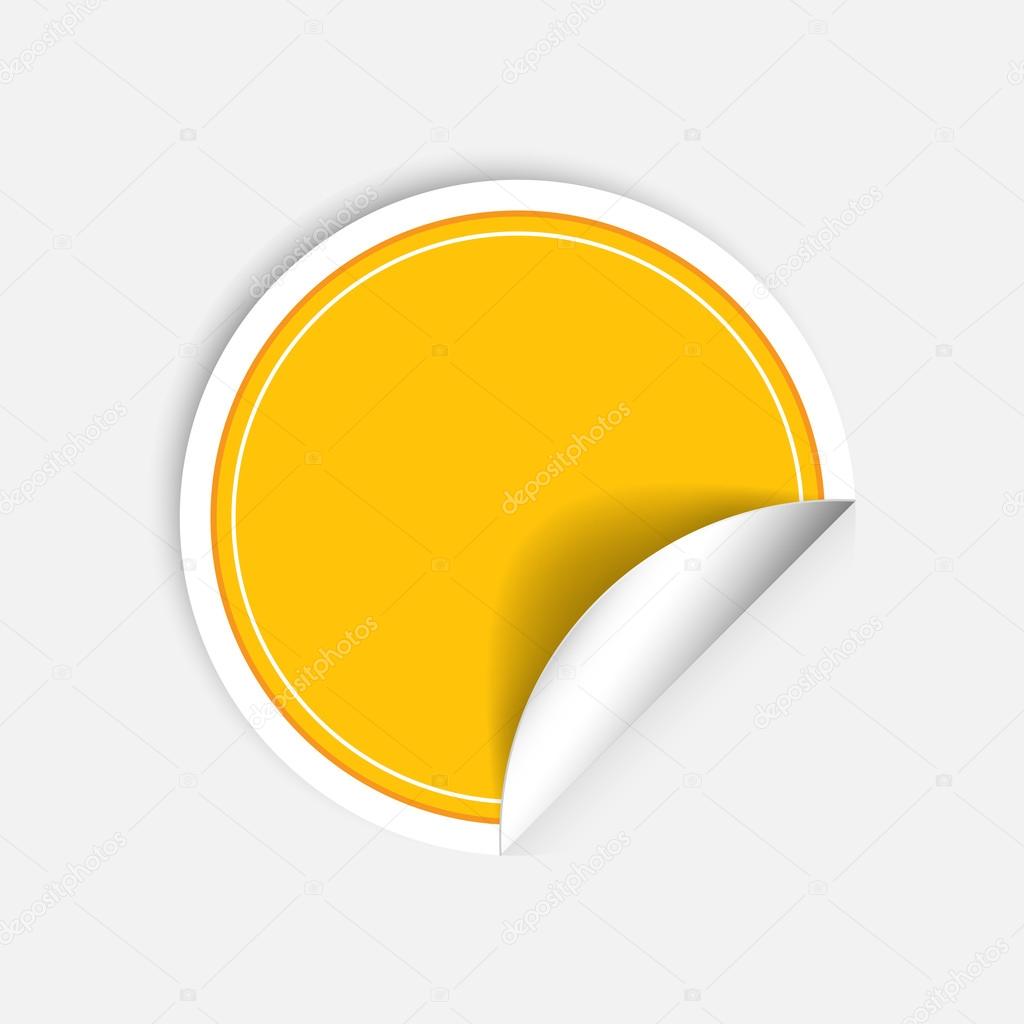 Vector round stickers with curled edge isolated on white background.