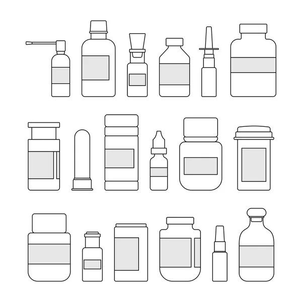Medicina coleção esboço garrafas —  Vetores de Stock