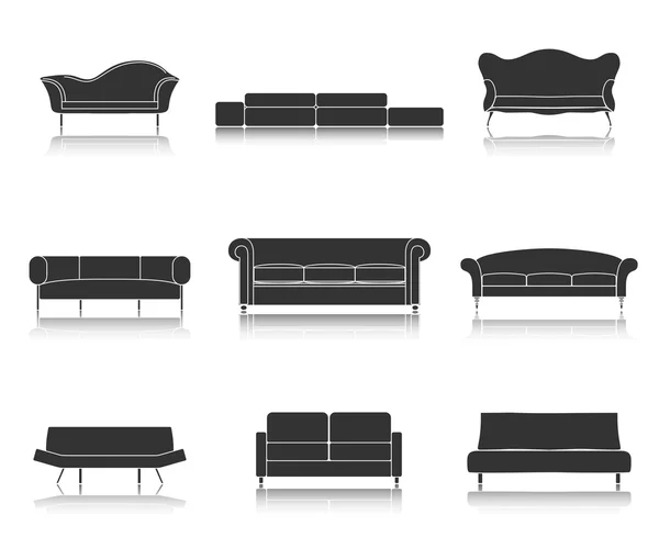 Sofás e sofás modernos de luxo —  Vetores de Stock